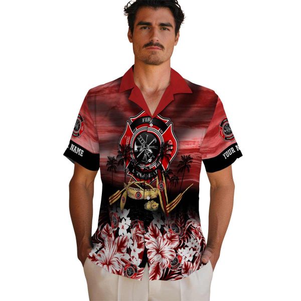 Firefighter Tropical Canoe Hawaiian Shirt High quality