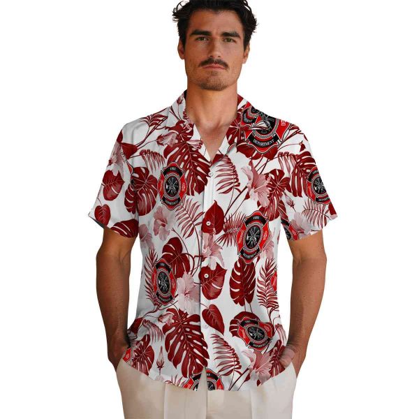 Firefighter Tropical Plants Hawaiian Shirt High quality