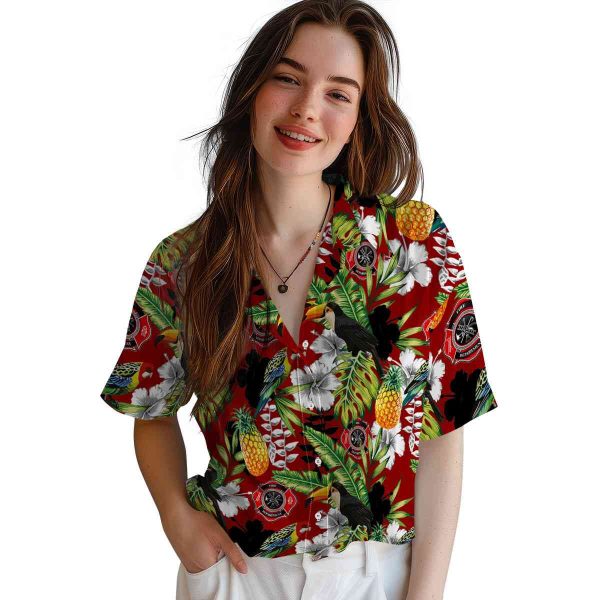 Firefighter Tropical Toucan Hawaiian Shirt Trendy