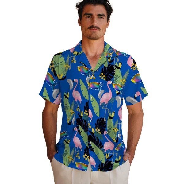 Fish Flamingo Leaves Hawaiian Shirt High quality