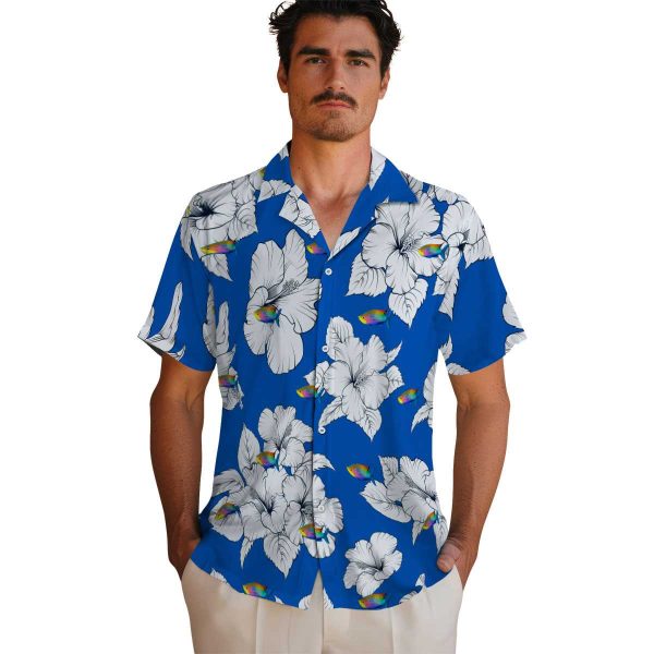 Fish Hibiscus Blooms Hawaiian Shirt High quality