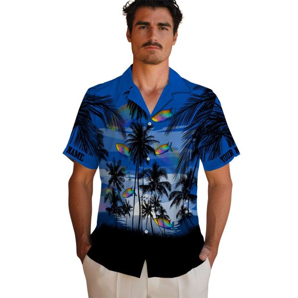 Fish Sunset Scene Hawaiian Shirt High quality