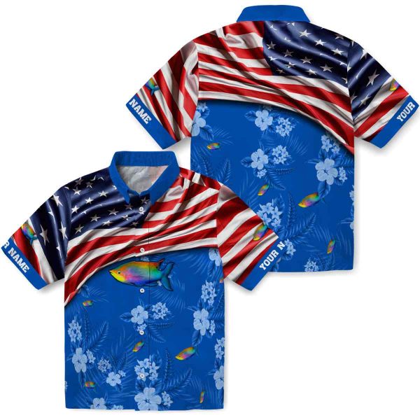 Fish US Flag Hibiscus Hawaiian Shirt Latest Model