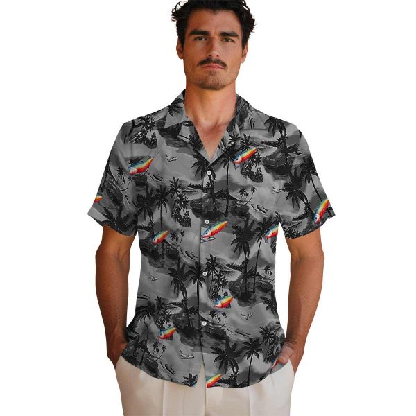 Fishing Coastal Palms Hawaiian Shirt High quality