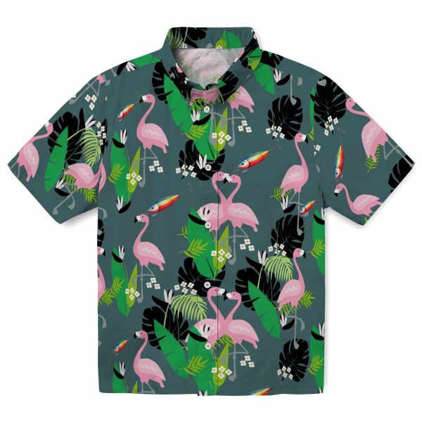 Fishing Flamingo Foliage Hawaiian Shirt Best selling