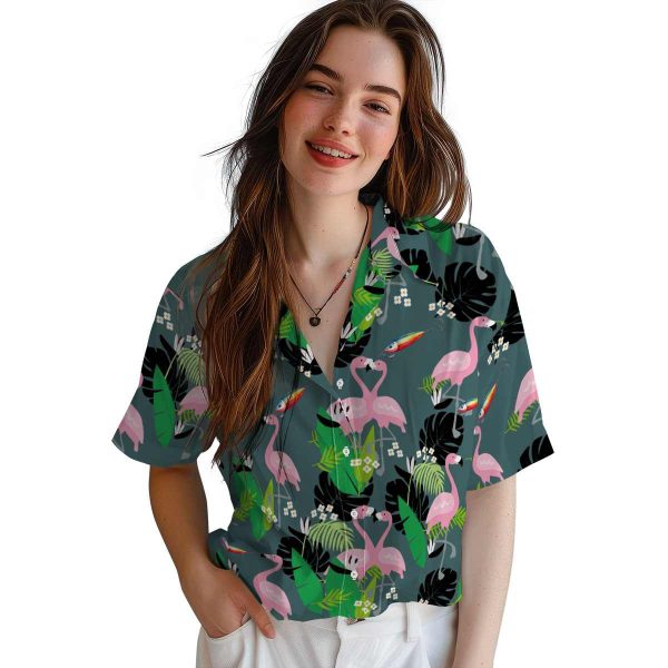 Fishing Flamingo Foliage Hawaiian Shirt Trendy