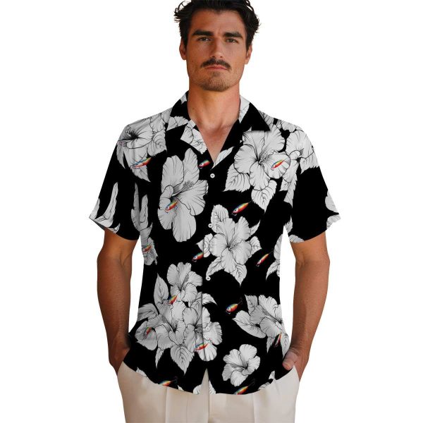 Fishing Hibiscus Blooms Hawaiian Shirt High quality