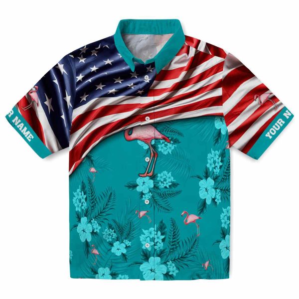 Flamingo US Flag Hibiscus Hawaiian Shirt Best selling