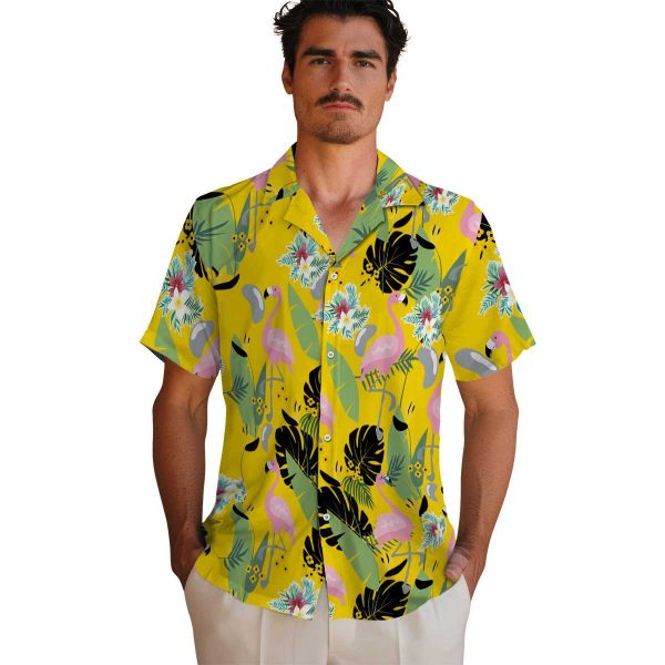 Floral Flamingo Leaves Hawaiian Shirt High quality