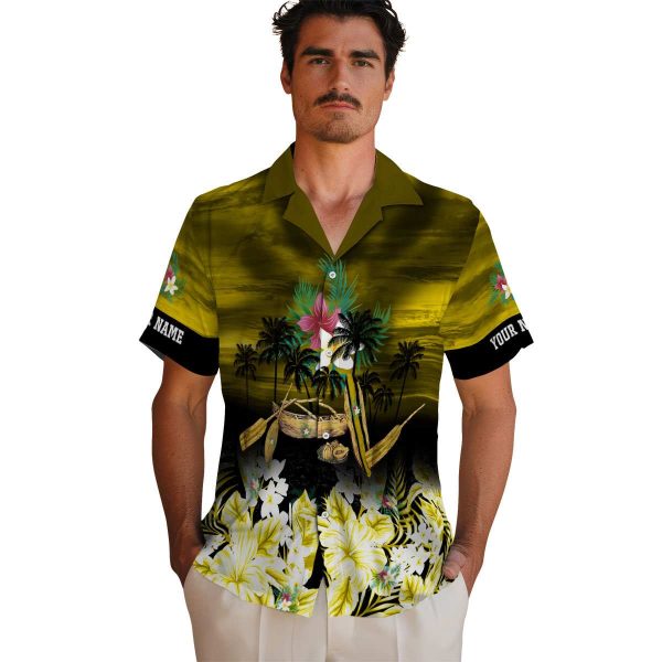 Floral Tropical Canoe Hawaiian Shirt High quality