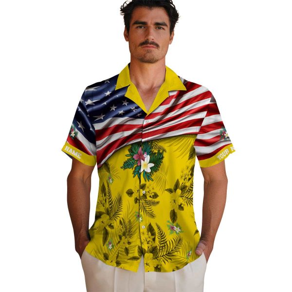 Floral US Flag Hibiscus Hawaiian Shirt High quality