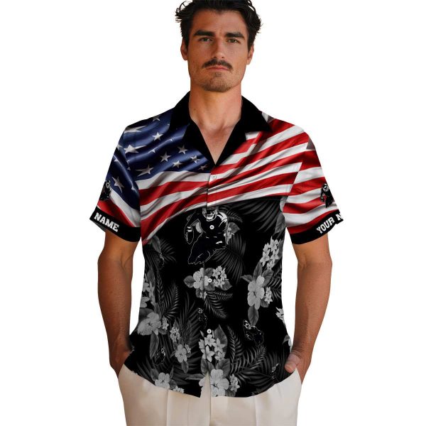 Football US Flag Hibiscus Hawaiian Shirt High quality