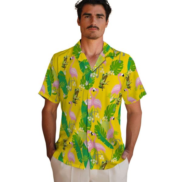 Frog Flamingo Foliage Hawaiian Shirt High quality