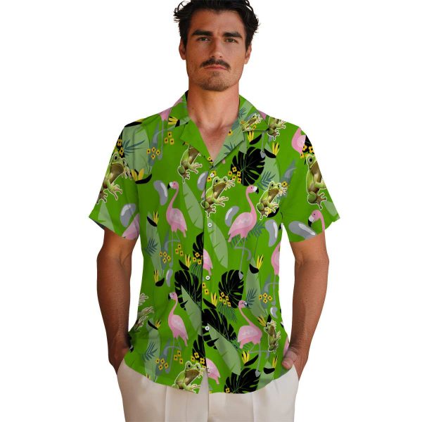 Frog Flamingo Leaves Hawaiian Shirt High quality