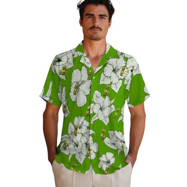 Frog Hibiscus Blooms Hawaiian Shirt High quality