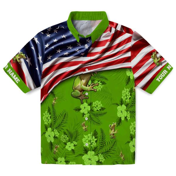 Frog US Flag Hibiscus Hawaiian Shirt Best selling