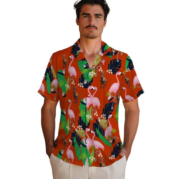 Goat Flamingo Foliage Hawaiian Shirt High quality