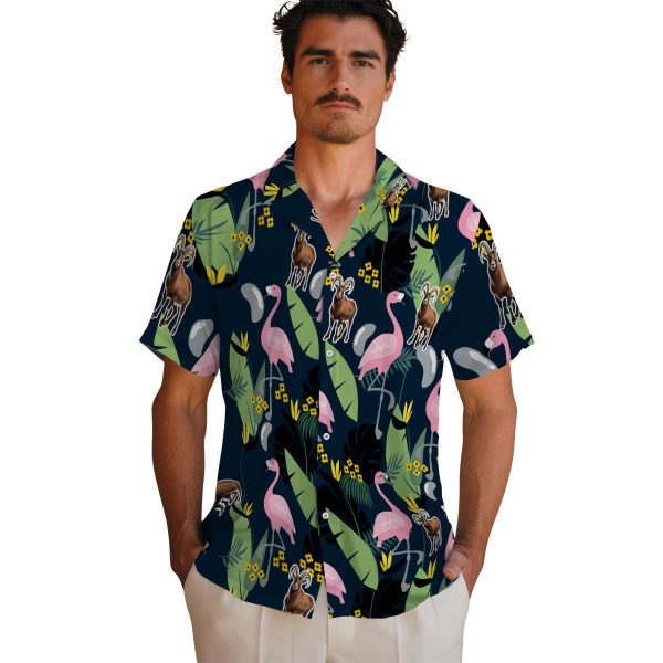 Goat Flamingo Leaves Hawaiian Shirt High quality