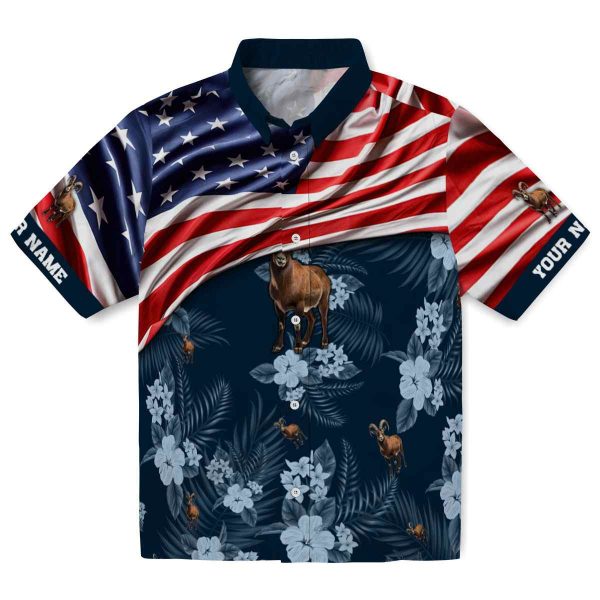 Goat US Flag Hibiscus Hawaiian Shirt Best selling