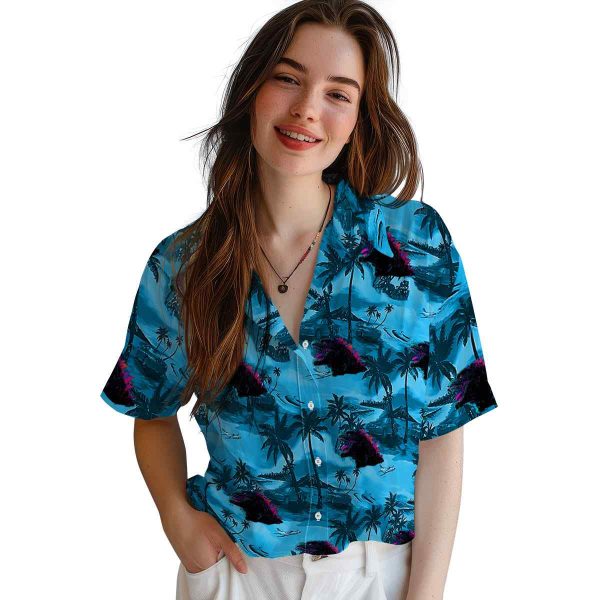 Godzilla Coastal Palms Hawaiian Shirt Trendy