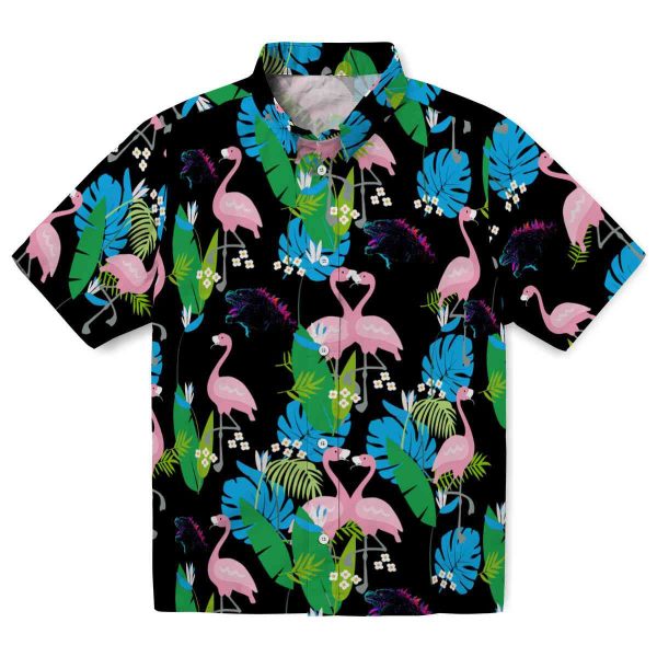 Godzilla Flamingo Foliage Hawaiian Shirt Best selling