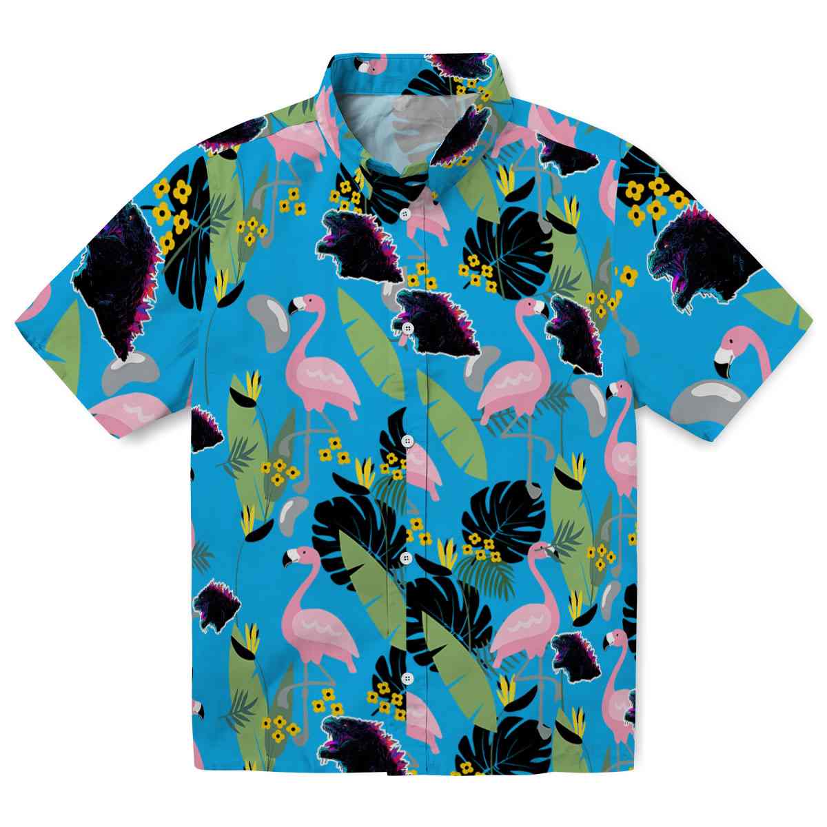 Godzilla Flamingo Leaves Hawaiian Shirt Best selling