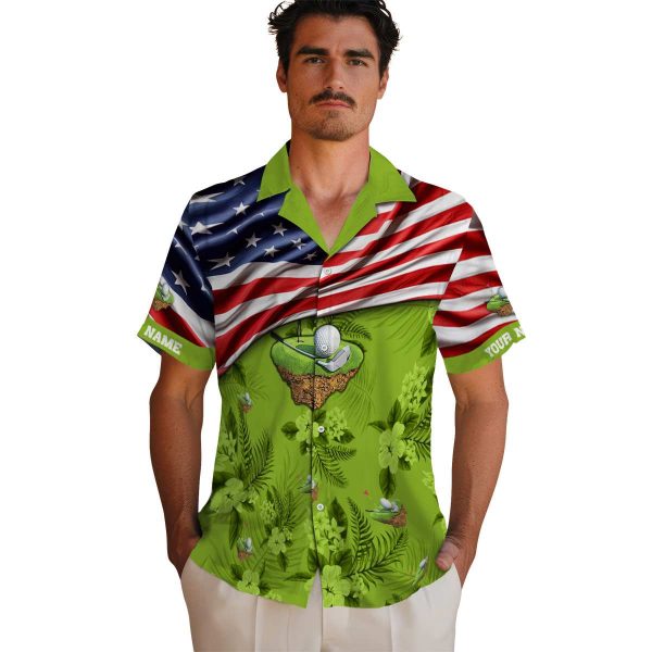 Golf US Flag Hibiscus Hawaiian Shirt High quality