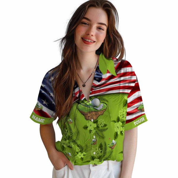 Golf US Flag Hibiscus Hawaiian Shirt Trendy