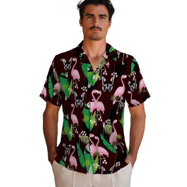 Goth Flamingo Foliage Hawaiian Shirt High quality