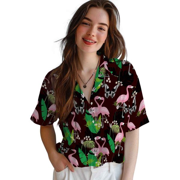 Goth Flamingo Foliage Hawaiian Shirt Trendy