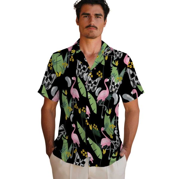 Goth Flamingo Leaves Hawaiian Shirt High quality