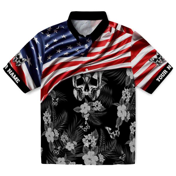 Goth US Flag Hibiscus Hawaiian Shirt Best selling