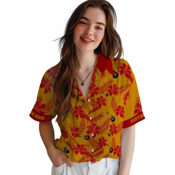 Guitar Botanical Print Hawaiian Shirt Trendy