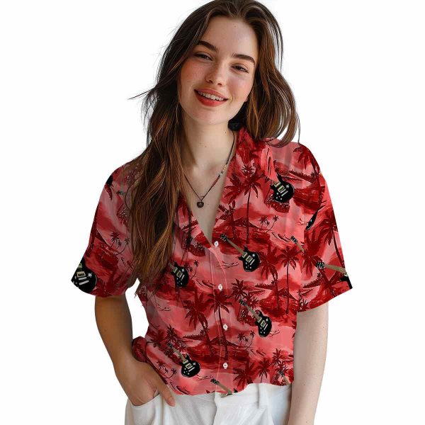 Guitar Coastal Palms Hawaiian Shirt Trendy