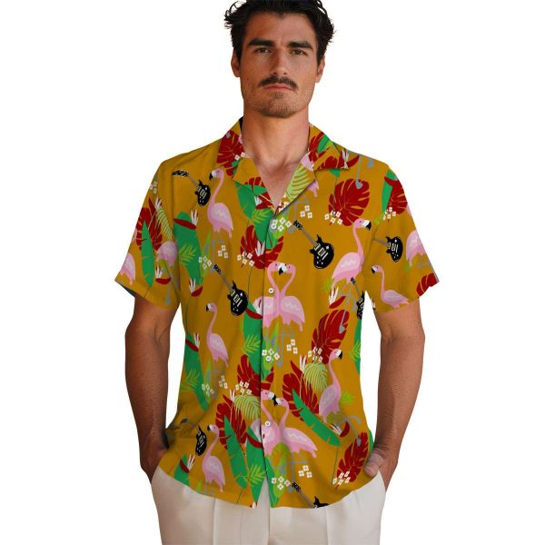 Guitar Flamingo Foliage Hawaiian Shirt High quality