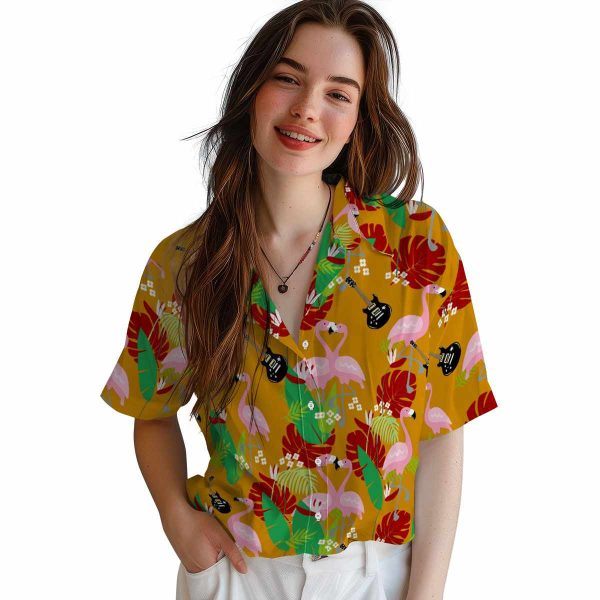 Guitar Flamingo Foliage Hawaiian Shirt Trendy