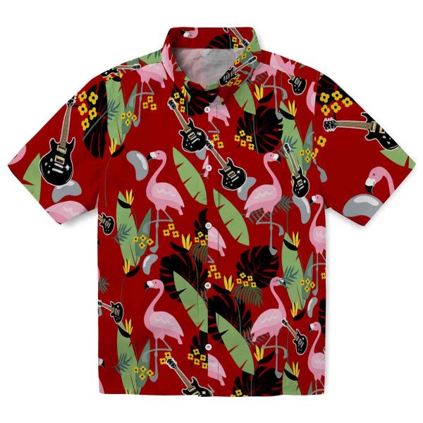 Guitar Flamingo Leaves Hawaiian Shirt Best selling