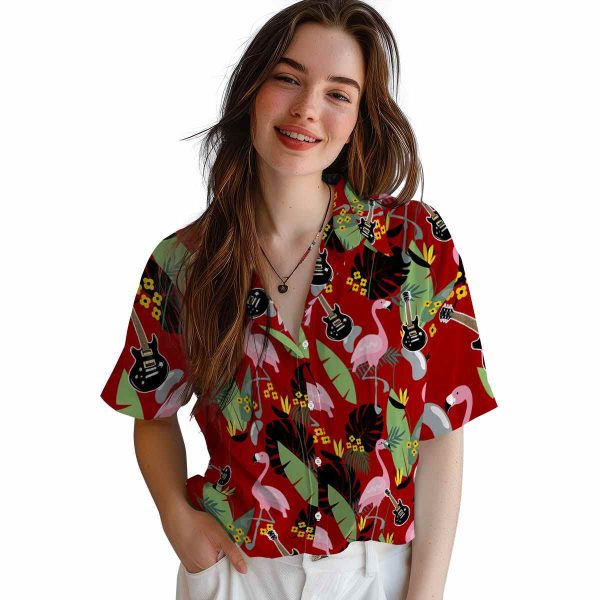 Guitar Flamingo Leaves Hawaiian Shirt Trendy