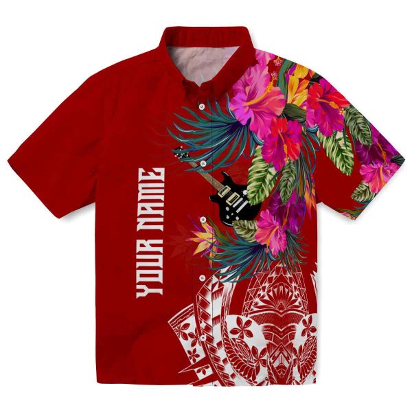 Guitar Floral Polynesian Hawaiian Shirt Best selling