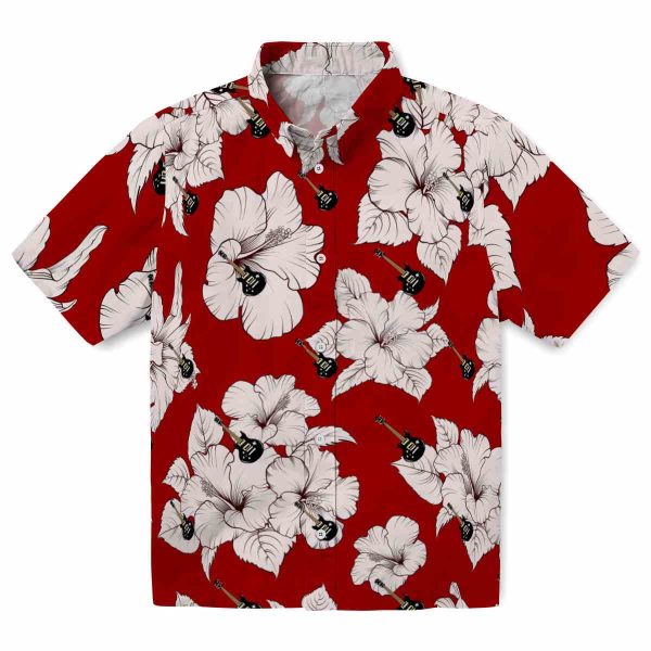 Guitar Hibiscus Blooms Hawaiian Shirt Best selling