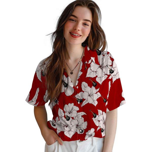 Guitar Hibiscus Blooms Hawaiian Shirt Trendy