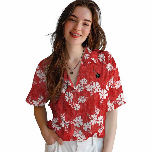 Guitar Hibiscus Clusters Hawaiian Shirt Trendy