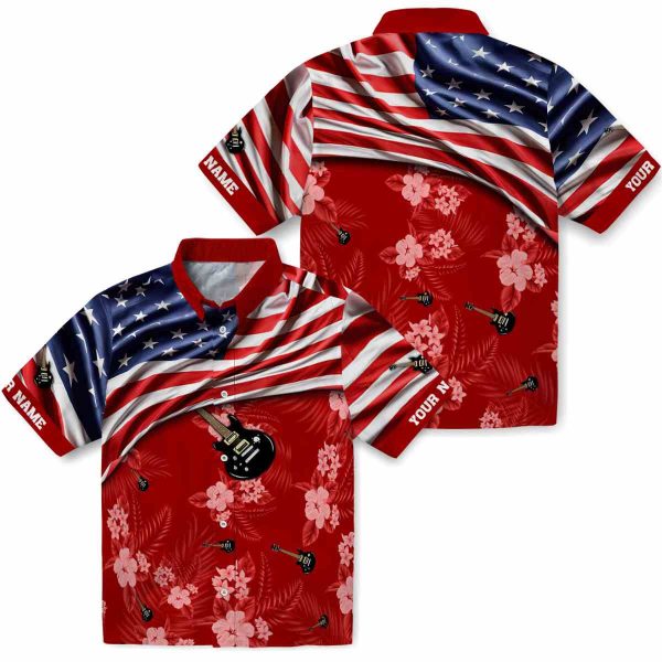 Guitar US Flag Hibiscus Hawaiian Shirt Latest Model