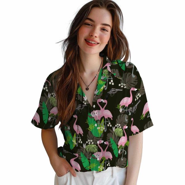 Gun Flamingo Foliage Hawaiian Shirt Trendy