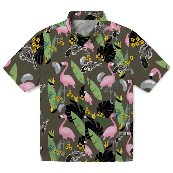 Gun Flamingo Leaves Hawaiian Shirt Best selling