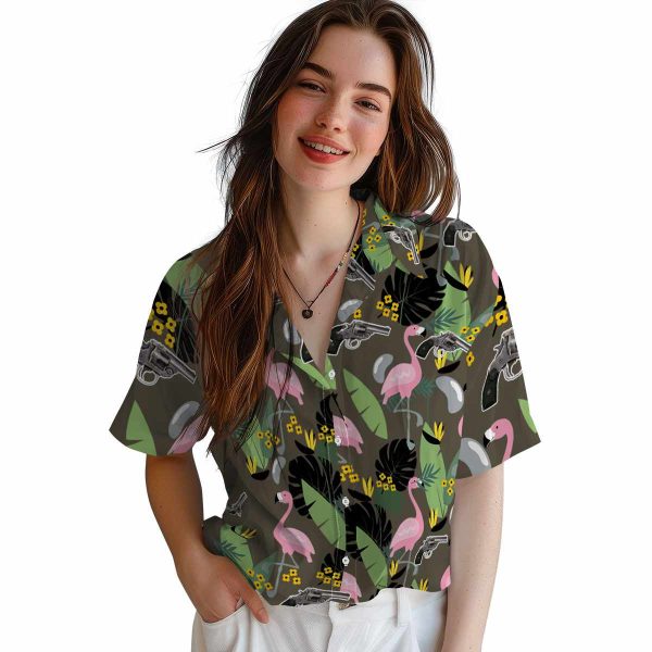 Gun Flamingo Leaves Hawaiian Shirt Trendy