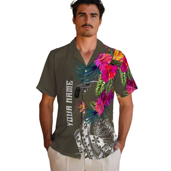 Gun Floral Polynesian Hawaiian Shirt High quality