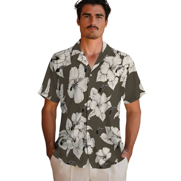 Gun Hibiscus Blooms Hawaiian Shirt High quality