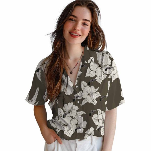 Gun Hibiscus Blooms Hawaiian Shirt Trendy