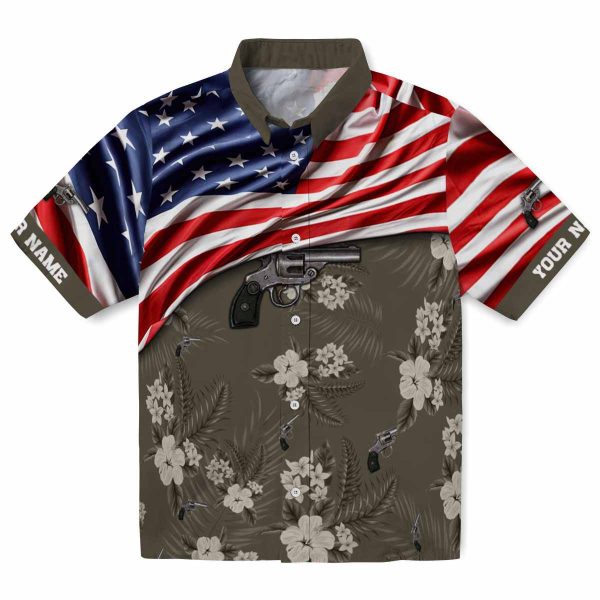 Gun US Flag Hibiscus Hawaiian Shirt Best selling